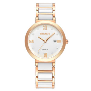 New woman watches brand quartz watch luxury  waterproof  gold rose watches women fashion white ceramic watch  Free Shipping relo
