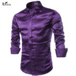 summer New mens brand Fashion Imitate Real Silk casual Man Long Sleeve tuxedo Shirt dress camisa slim fit masculina Shirts
