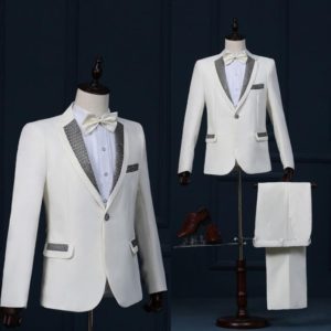 Paillette formal dress latest coat pant designs mariage groom wedding suits for men blazer boys prom suits singer dance stage