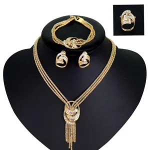 4pcs Jewelry Set For Women African Beads Jewelry Set Wedding Twist Choker Necklace Bridal Dubai Gold Color Jewellery Sets