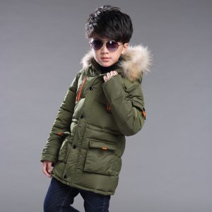 New Big Size Thick Warm Winter Teenager  Boys Jacket Heavy Fashion Hooded Outerwear For Kids Children Windbreaker Coat