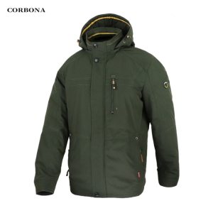 CORBONA New Style Autumn Men’s Jacket Windproof Outdoor Detachable Hat 100% Cotton Lining High Collar Business Casual Coat