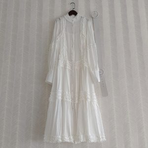 DEAT Woman Dress Edible Tree Fungus Stand Collar Long Sleeve Belt Loose Waist Elegant Vintage Style New Autumn Tide 15XF328