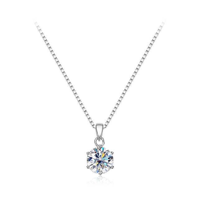 OEVAS 1 Carat Real Moissanite Pendant Necklace For Women Top Quality 100% 925 Sterling Silver Wedding Party Bridal Fine Jewelry - Image 3
