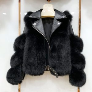 Real Fox Fur Coats With Genuine Sheepskin Leather Wholeskin Natural Fox Fur Jacket Outwear Luxury Women Winter New