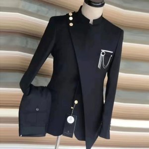 2023 New Europe and The United States Large Size Men's Suit Two-piece Stand Collar Business Party Groom Best Man Clothing