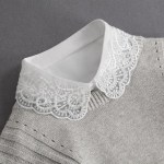 Front Tie White Fake Collar Stand Beads Detachable Collar Fake Women Vintage Crystal Lace Ladies False Blouse Collar Half Shirt