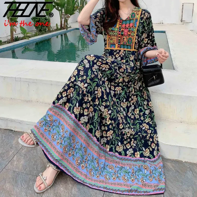 Indian Dress for Women Summer Embroidery Chic Elegant Party Dresses Clothes Vintage Long Maxi Prom Bohemian Beach Robe Vestidos - Image 3