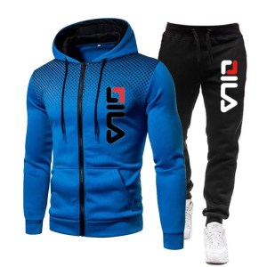 Mens Tracksuits+Sweatpants Two Pieces Suits 2023 Winter Print Zipper Hooded Sweatshirt Casual Fitness Jogging Sports Pants Sets