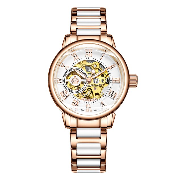 ORKINA Mechanical Women Bracelet Watch Skeleton Automatic Wristwatch Mesh Stainless Steel Band Female Clock Chic Reloj Mujer - Image 5