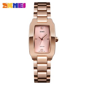 SKMEI Women Watch Rectangle Dial Elegant Quartz Japanese Lady Wristwatches Golden Stainless Steel Bracelet Watches montre femme