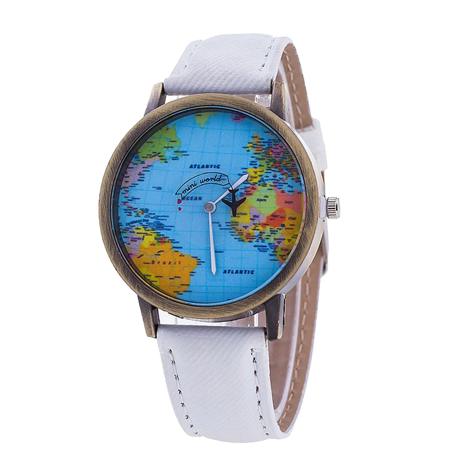 Fashion Retro Belt Quartz Watch Airplane Second Hand Map Watch Unisex Elegant Watches Alloy Ladies Watch Alloy Ladies Watch - Image 6