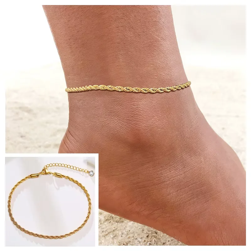 Chain Anklet For Women Girls Adjustable Summer Beach Snake Chain Stainless Steel Waterproof Feet Jewelry Party 2025 Fashion Gift - Image 2