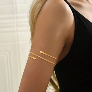 Upper Arm Cuff Bracelet for Women, Minimalist Gold Plated Armband Statement Party Armlets Jewelry