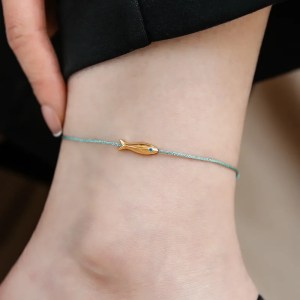 VENTFILLE 925 Sterling Silver Koi Fish Anklet Rope for Women Girl Cute Fashion Summer Jewelry Dropshipping Wholesale