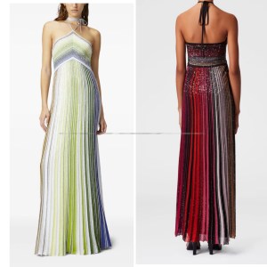 Women Metallic Sequined Striped Halter Neck Sleeveless Maxi Long Dress