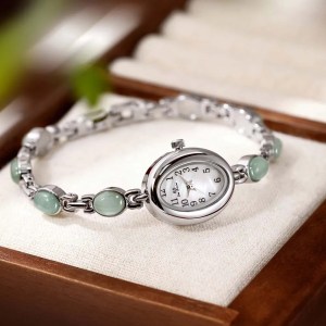 Luxury Women Watches Natural Color Jade Bracelet Quartz Women's Wristwatch Oval Small Dial Fashion Dress Watch Gifts 2025 NEW